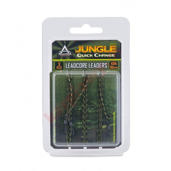 PRZYPONY ANACONDA JUNGLE QC SAFETY CLIP LEADCORE 50lb/3szt 80cm