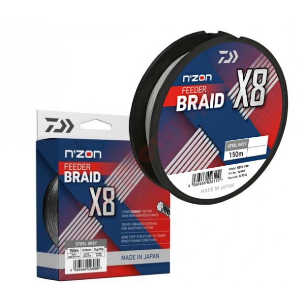 Plecionka N'Zon X8 Braid 0,08mm 300m Steel Grey