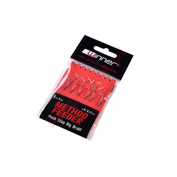 Przypon method feeder na plecionce ze stoperem nr 10 / 0,12 / 8cm / 6szt