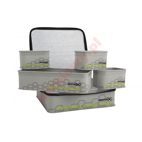 Pudełko - EVA bait cool tray light grey inc. 4 tubs Pudełko - EVA bait cool tray light grey inc. 4 tubs