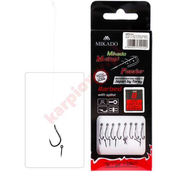 Przypon Method Feeder- z Igłą - hak z zadziorem nr 12 / żyłka: 0.23mm/10cm - op.8szt.