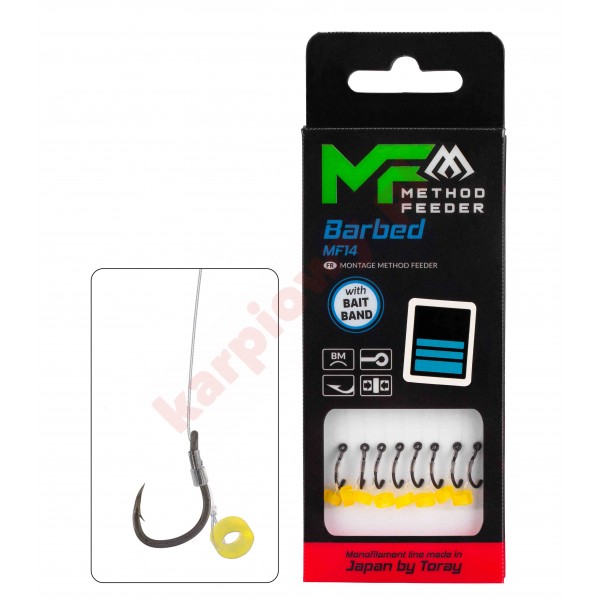  PRZYPON MF - MF14 Z GUMKĄ - hak z zadziorem nr 8 / żyłka: 0.23mm/10cm - op.8szt.
