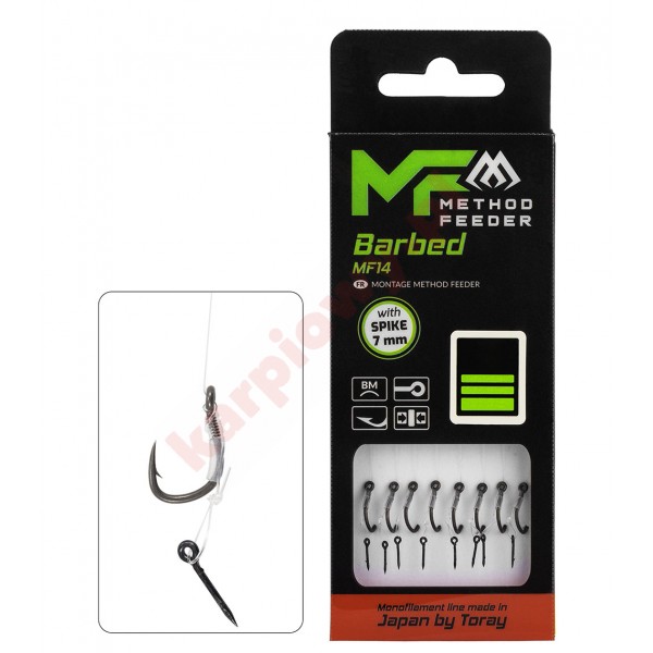 PRZYPON MF - MF14 Z IGŁĄ - hak z zadziorem nr 10 / żyłka: 0.20mm/10cm - op.8szt.