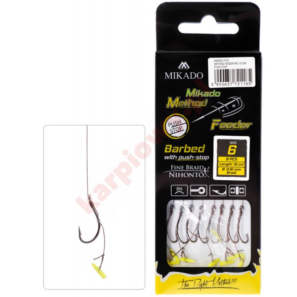 Przypon Method Feeder - Z Push Stopem- Hak z Zadziorem nr 10 / Plecionka: 0.12mm/10cm - op.8szt.