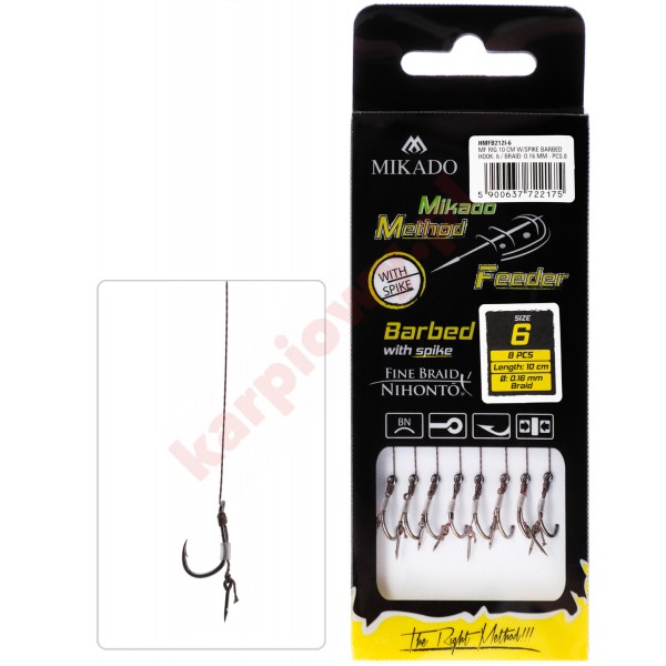 Przypon Method Feeder - z Igłą - hak z zadziorem nr 8 / plecionka: 0.14mm/10cm - op.8szt.