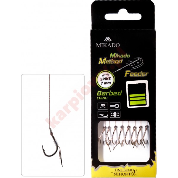 PRZYPON MF - Z IGŁĄ - hak z zadziorem nr 14 / plecionka: 0.10mm/10cm - op.8szt.