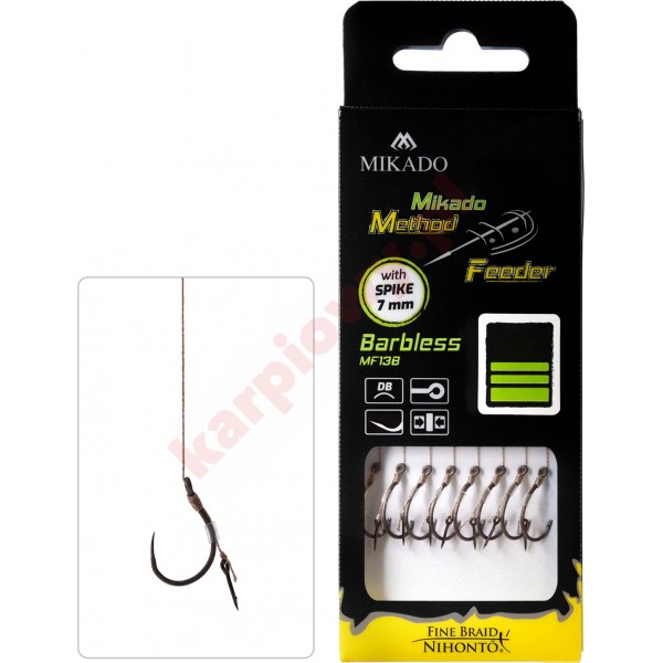 PRZYPON MF - Z IGŁĄ - hak bez zadziora nr 6 / plecionka: 0.16mm/10cm - op.8szt.