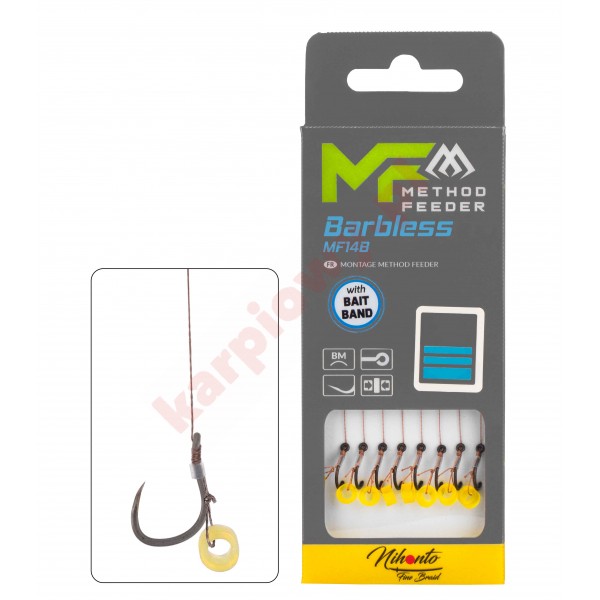  PRZYPON MF - MF14 Z GUMKĄ - hak bez zadziora nr 10 / plecionka: 0.12mm/10cm - op.8szt.
