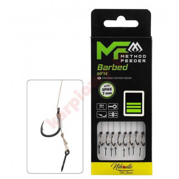 PRZYPON MF - MF14 Z IGŁĄ - hak z zadziorem nr 6 / plecionka: 0.16mm/10cm - op.8szt.