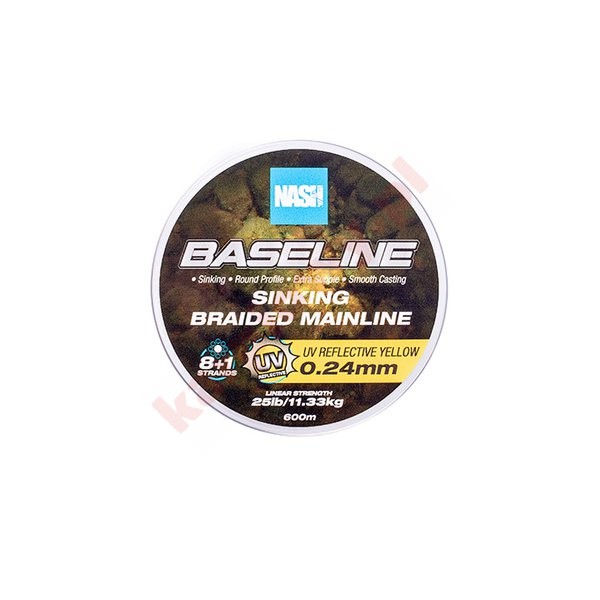 Plecionka Baseline Siking Braid UV Yellow 25lb 0,24mm 600m