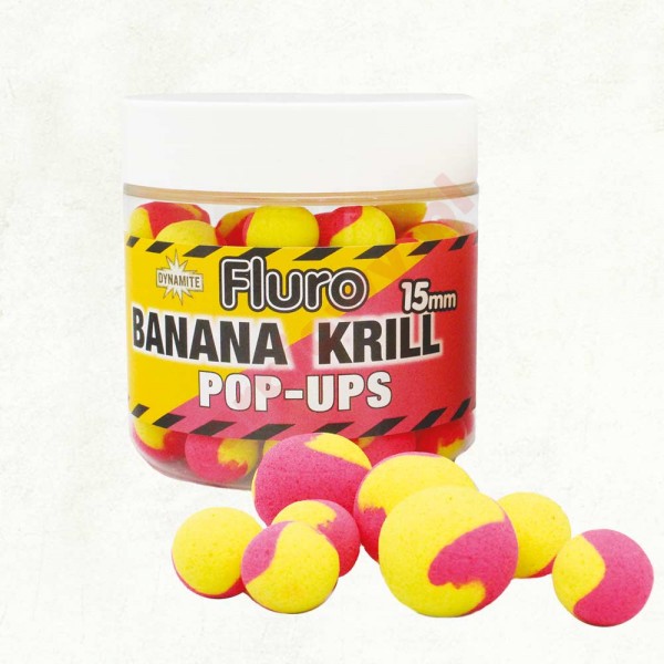 Kulki Pop Up Fluro Two Tone 15mm Krill & Banana 