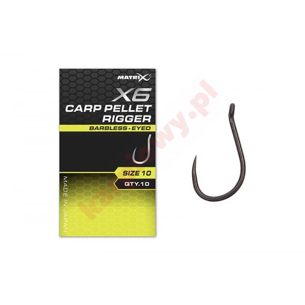 Haczyki X6 - Carp Pellet Rigger Hooks 10 Barbless