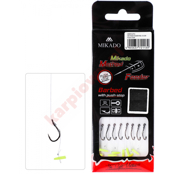 Przypon Method Feeder- Z Push Stopem - Hak z Zadziorem nr 10 / Plecionka: 0.12mm/10cm - op.8szt.