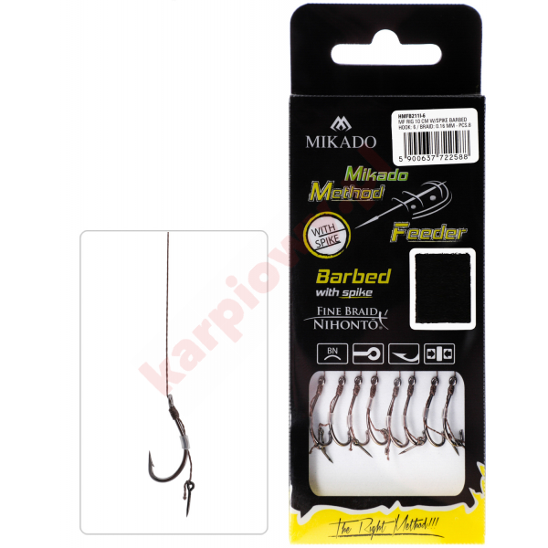 Przypon Method Feeder - Z Igłą- Hak z Zadziorem nr 10 / Plecionka: 0.12mm/10cm - op.8szt.