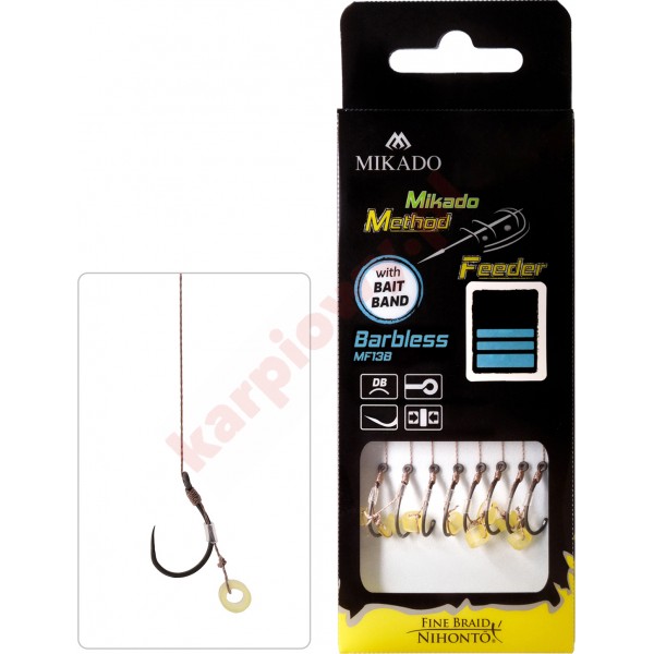 Przypon MF - Z Gumką hak bez zadziora nr 8 / plecionka: 0.14mm/10cm - op.8szt.