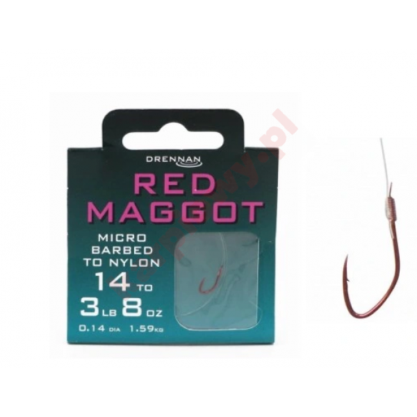Gotowe Przypony Red Maggot 14/0,14mm
