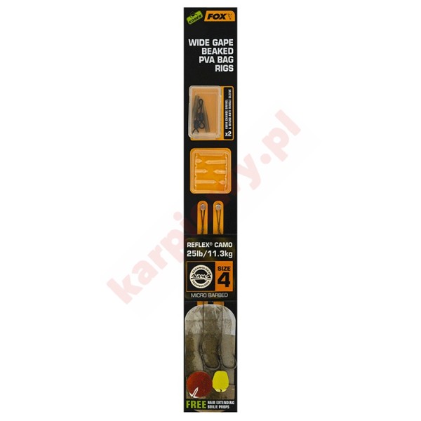 Gotowe przypony -  Wide Gape Beaked PVA Rigs x2 25lb Size 4 Brown & Green