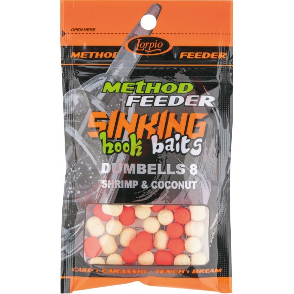 Kulki sinking hook baits dumbells shrimp & coconut 8x10 / 20g	