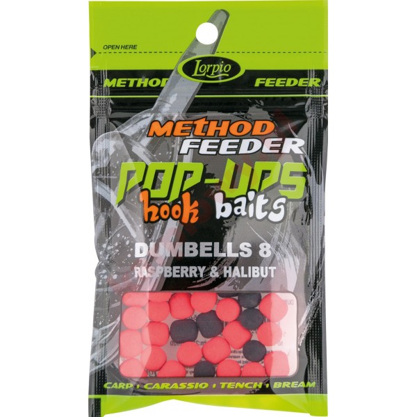 Kulki pop-ups hook baits dumbells raspberry & halibut 8x10 / 15g	