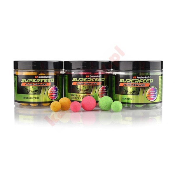 Kulki SF fluo semi buoyant boilies 14/18mm krewetka & czarny pieprz 90g