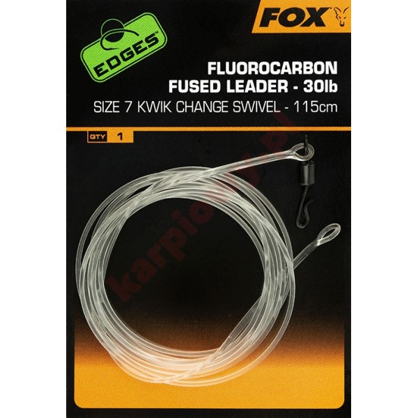 EDGES FLUOROCARBON FUSED LEADERS 30lb 115 cm KWIK CHANGE SWIVEL SIZE 7