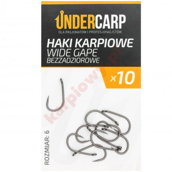 Teflonowe Haki Karpiowe WIDE GAPE Bezzadziorowe 6