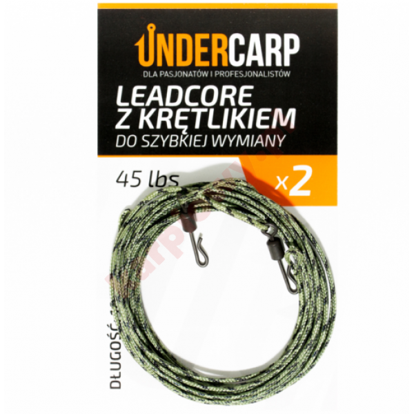 Leadcore z krętlikiem do szybkiej wymiany 45 lbs / 100 cm zielony 2szt