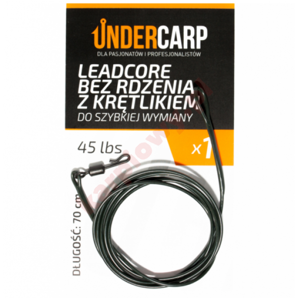 Leadcore bez rdzenia z krętlikiem do szybkiej wymiany 45 lbs / 70 cm – zielony