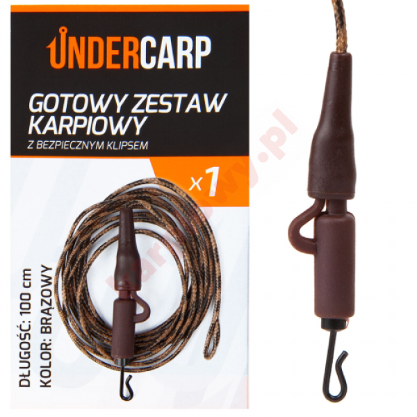 Gotowy zestaw karpiowy z bezpiecznym klipsem Brązowa100 cm