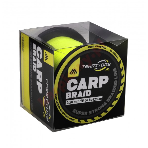  PLECIONKA - TERRITORY CARP BRAID - 0.20mm/16.60kg/1200m - FLUO ŻÓŁTY - op.1szp.